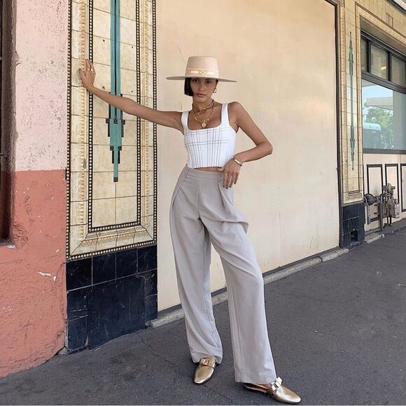 LACK OF COLOR LOC SIERRA BOATER HAT CREAM GOLD VINTAGE RIBBON FREE PEOPLE WIDE - Picture 6 of 12